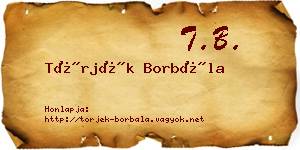 Törjék Borbála névjegykártya